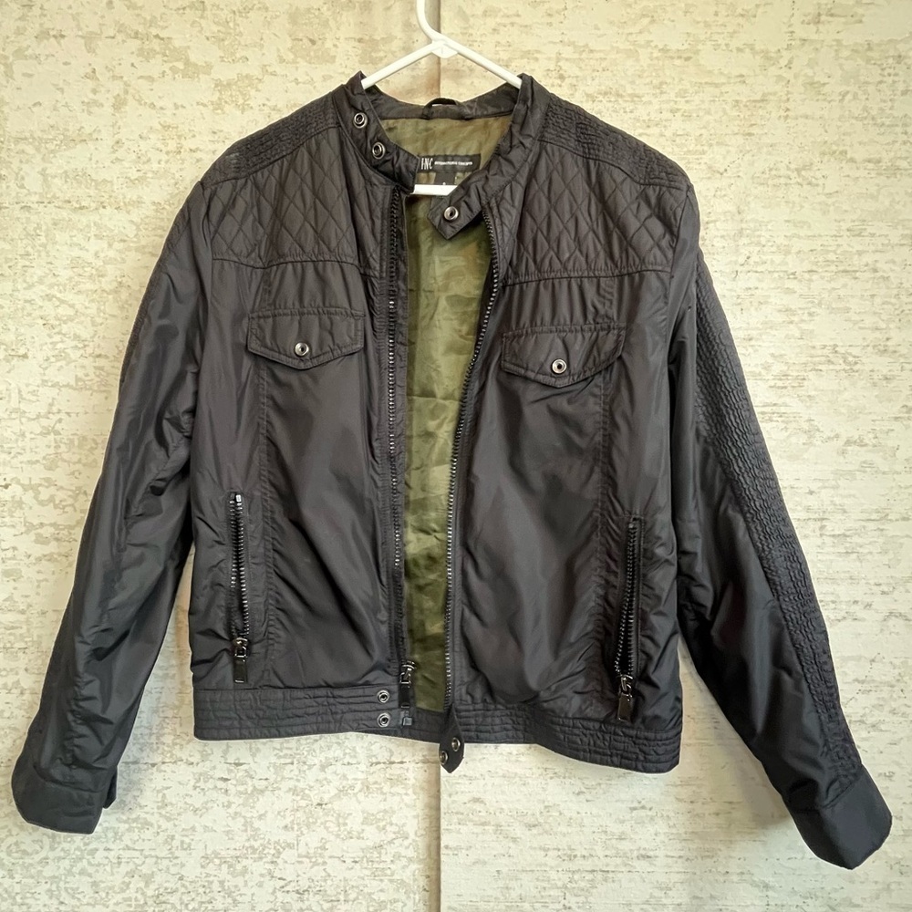 Moto Style Womens Lightweight Jacket Sz S 100% Nylon Quilted Snaps Motorcycle